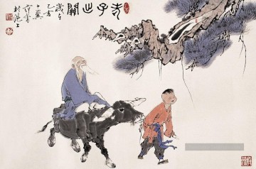  Grand Tableaux - Fangzeng corydon et grand père chinois traditionnel